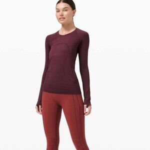 Lululemon Swiftly Tech Long Sleeve Shirt 2.0 size 4 maroon -cassis cassis color